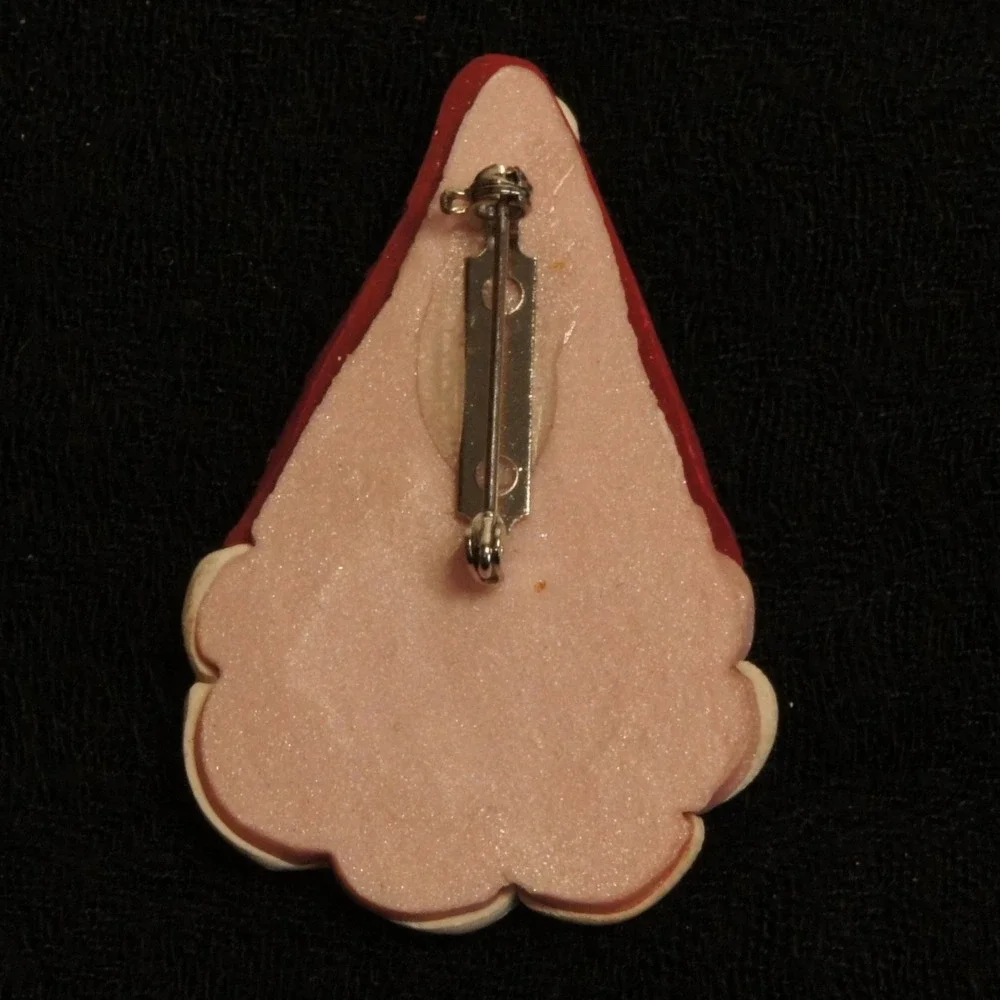 Vintage‎ Santa Claus Brooch Christmas Pin Ceramic Holiday Red Hat Cute